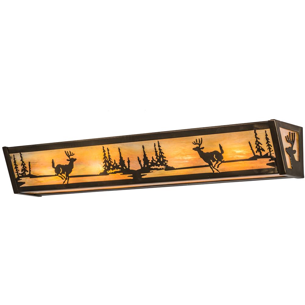 Meyda Lighting 173839 30"w Deer At Lake Vanity Light In Antique Copper/bai
