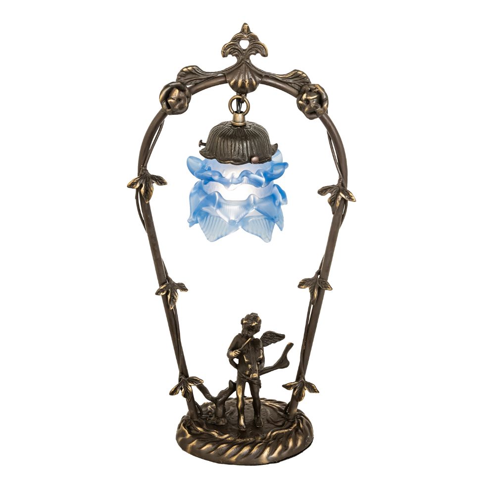 Meyda Lighting 17428 19" High Blue Cherub With Violin Mini Lamp