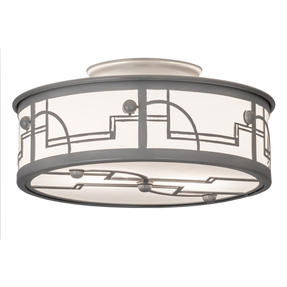 Meyda Lighting 174675 12"w Revival Deco Flushmount In Raw Steel/white Acrylic