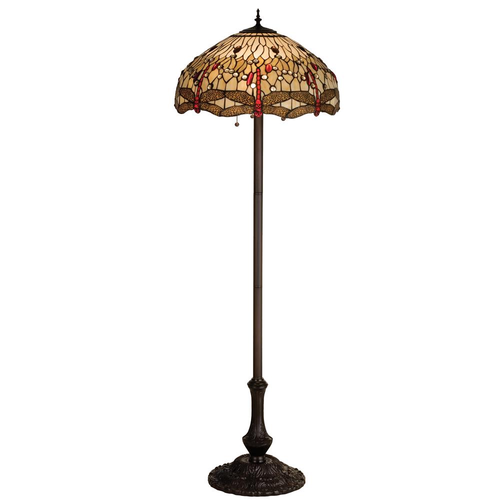 Meyda Tiffany Lighting 17473 63"H Tiffany Hanginghead Dragonfly Floor Lamp