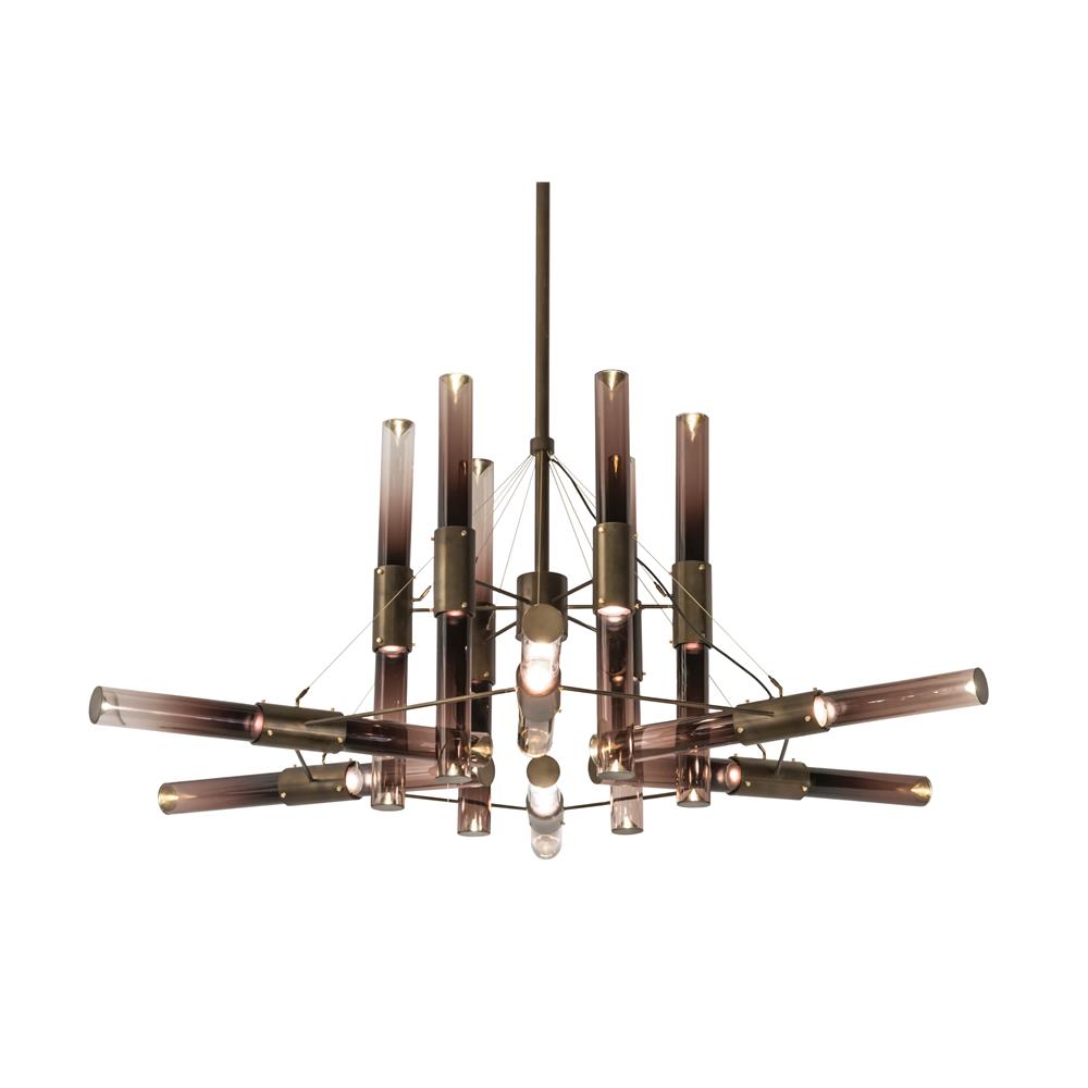Meyda Lighting 174929 27.5"w Conglomerate Chandelier In Antique Copper Smoke Ombre Glass