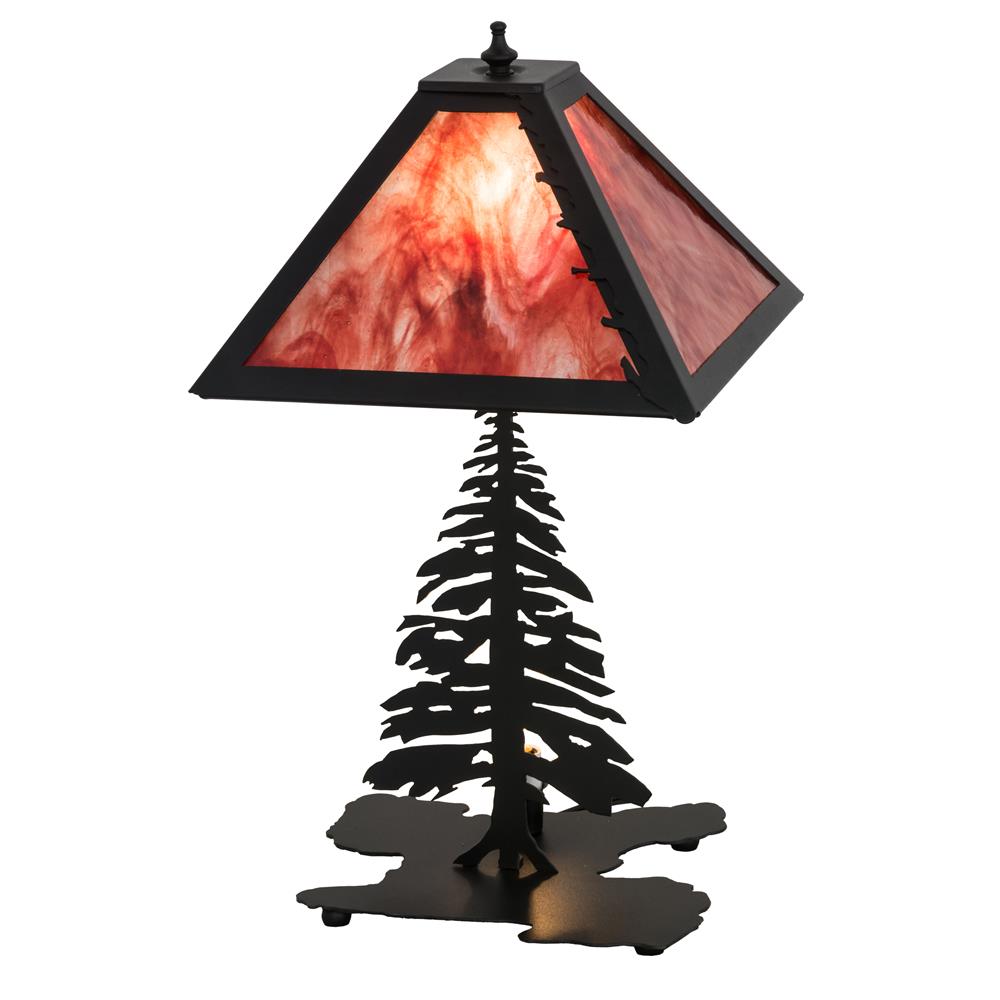 Meyda Lighting 175751 21"h Leafs Edge Tall Pines W/lighted Base Table Lamp In Textured Black/br