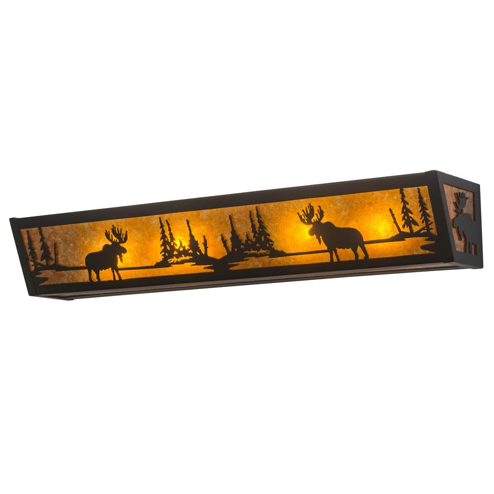 Meyda Lighting 176495 36"w Moose At Lake Vanity Light In Black/amber Mica