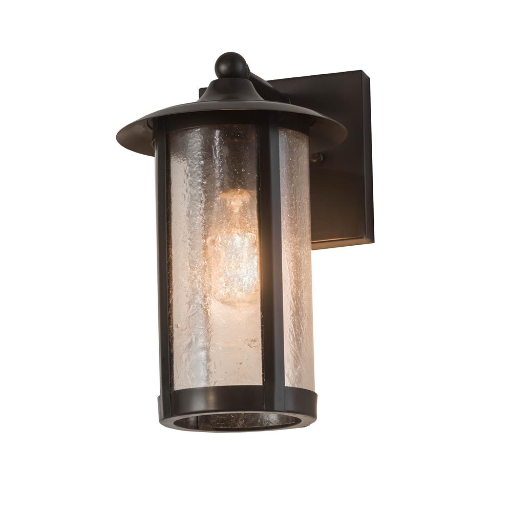 Meyda Lighting 176727 8"w Fulton Prime Solid Mount Wall Sconce In Craftsman Brown Clear Seedy Glass