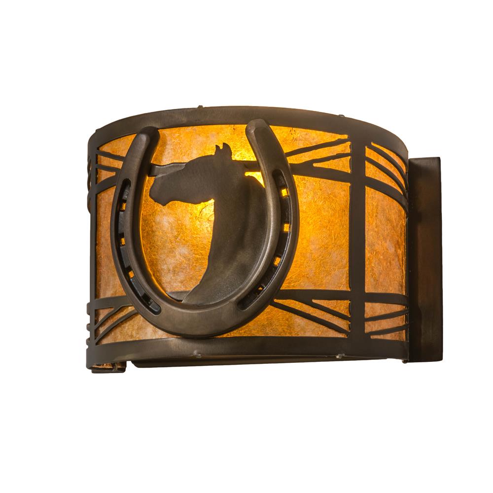 Meyda Lighting 176944 8"w Horseshoe Wall Sconce In Antique Copper/amber Mica
