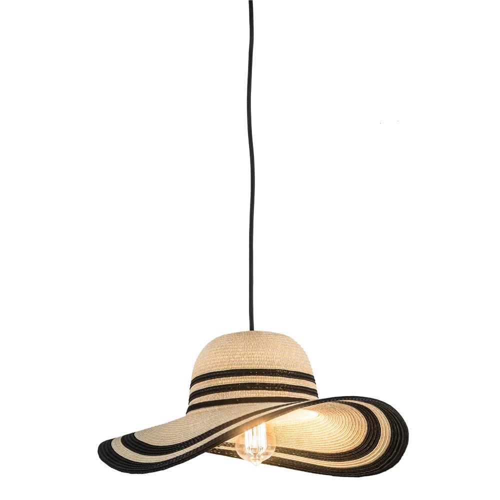 Meyda Lighting  177157 17"w Straw Hat Pendant In Beige