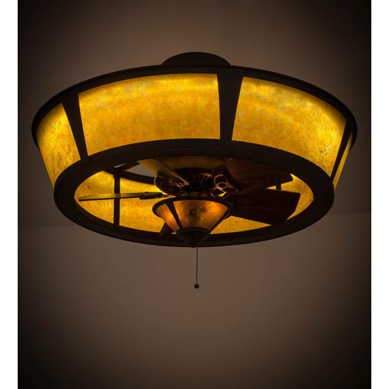 Meyda Lighting 178022 42"w Van Erp Chandel-air In Oil Rubbed Bronze/amber Mica