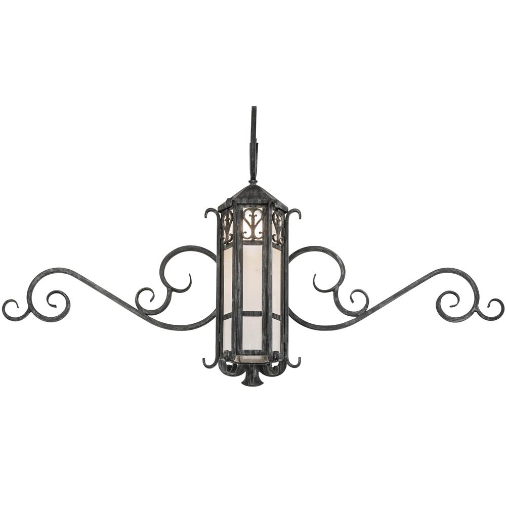 Meyda Lighting  178048 9"w Caprice Wall Sconce In 075u Antique Iron Gate Frosted Seedy Glass