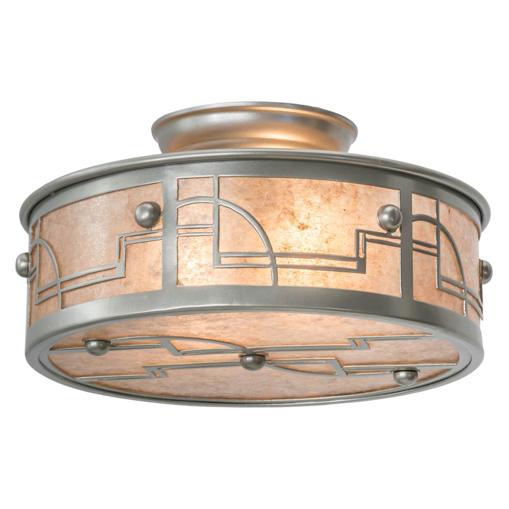 Meyda Lighting 178159 12"w Revival Deco Flushmount In Nickel/silver Mica
