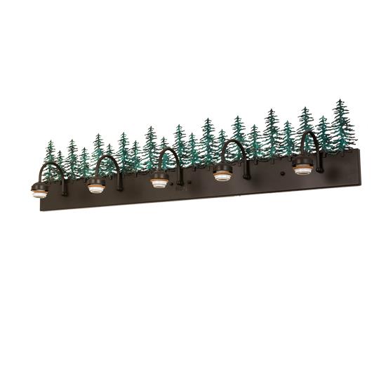 Meyda Lighting 178528 48"w Tall Pines 5 Lt Vanity Hardware in TIMELESS BRONZE/GREEN TREES