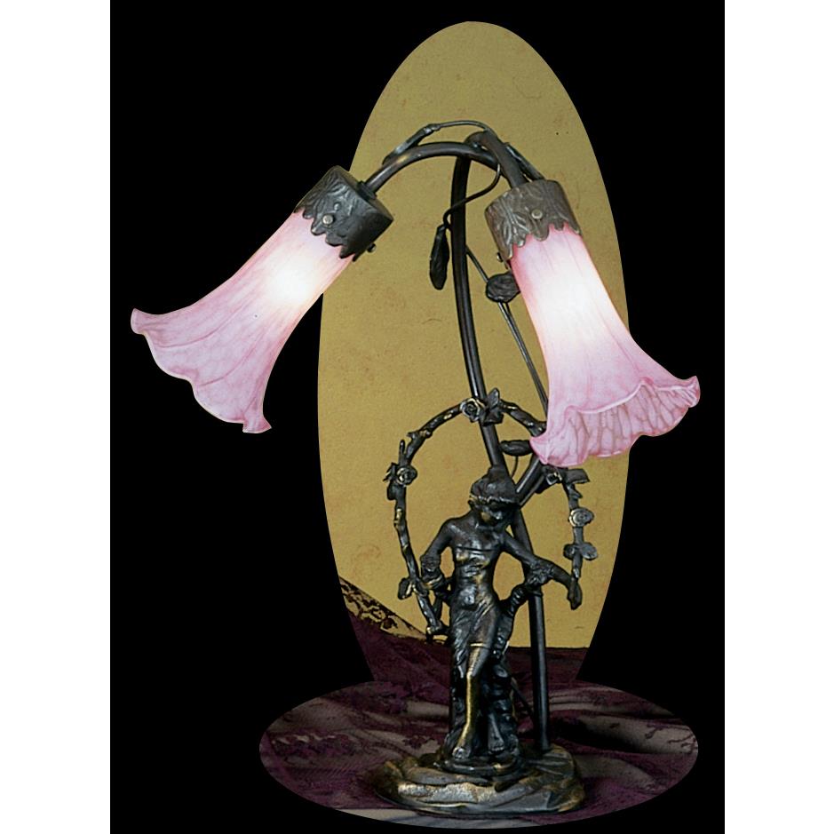 Meyda Tiffany Lighting 17858 17"H Trellis Girl Lily Pink 2 Lt Accent Lamp