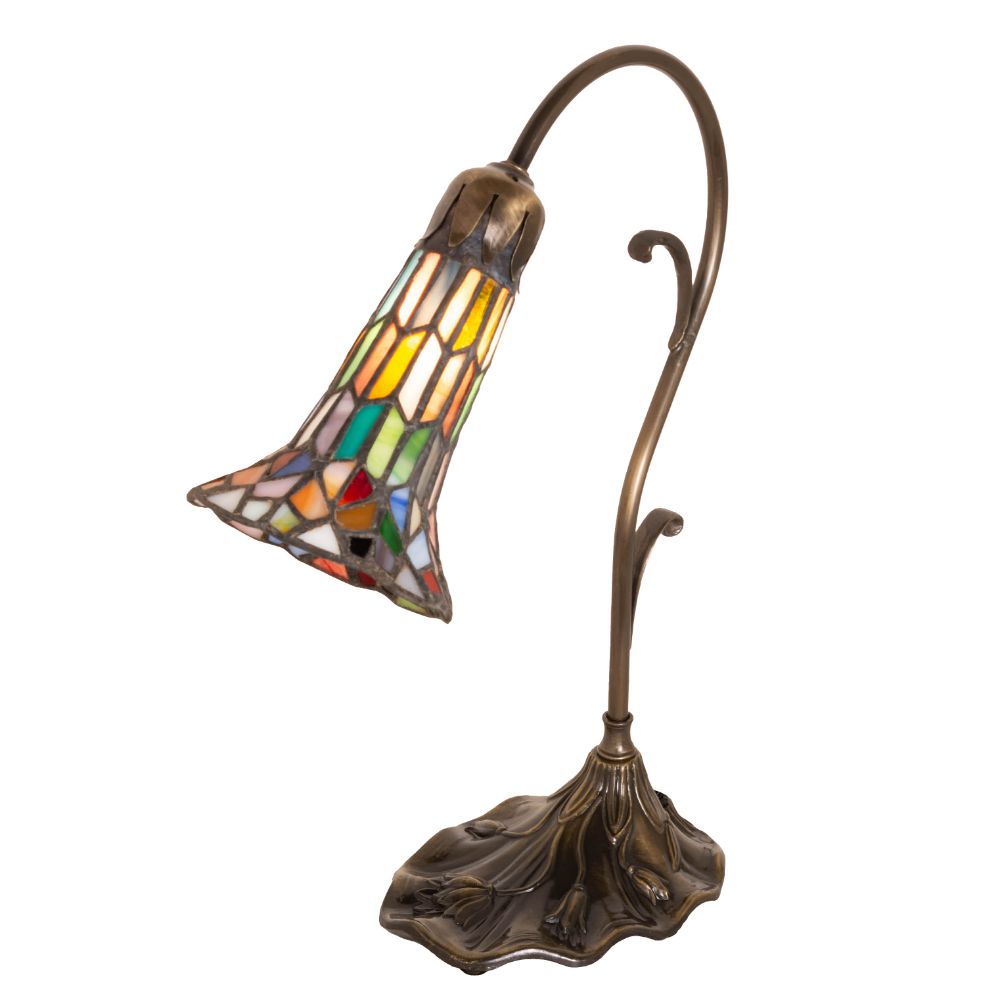 Meyda Lighting 17866 15" High Stained Glass Pond Lily Mini Lamp