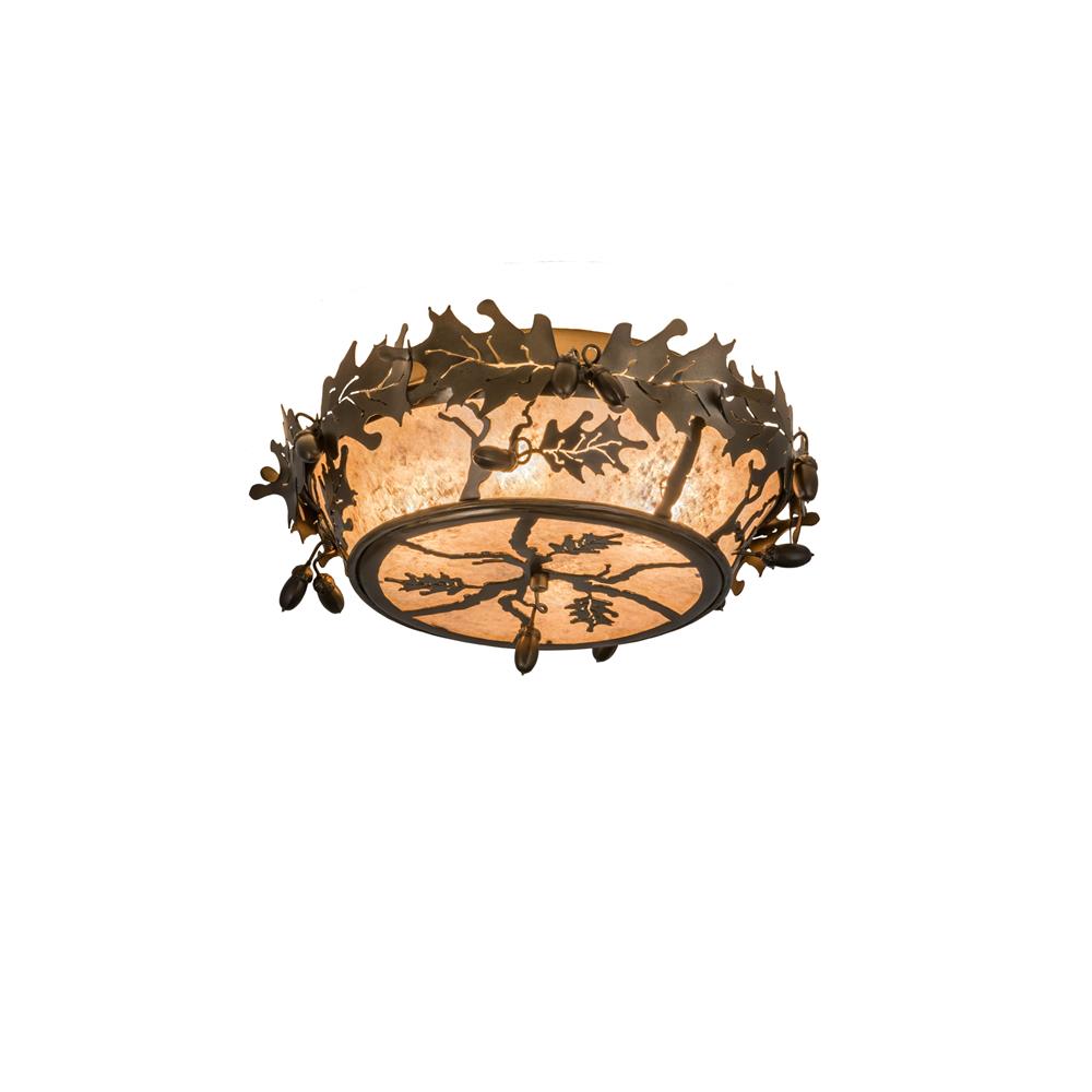 Meyda Lighting 178827 18"w Oak Leaf & Acorn Flushmount In Antique Copper/silver Mica