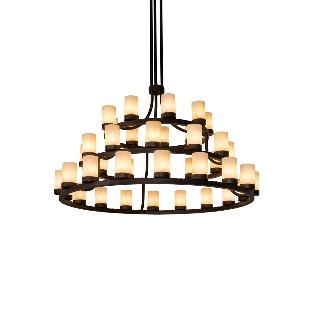 Meyda Lighting 178978 72"w Loxley 3 Tier Chandelier In Mahogany Bronze Sahara Taupe Acrylic S/b Out