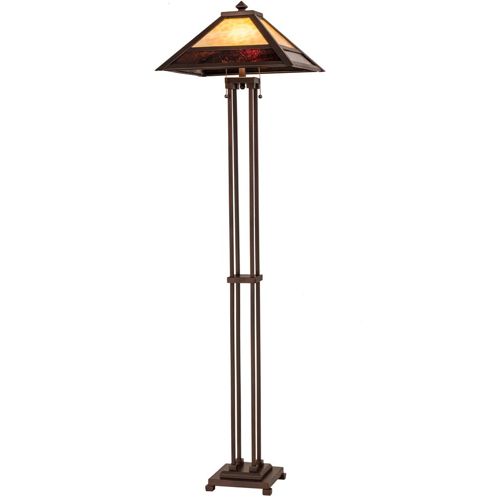 Meyda Lighting 179148 62.5" Mission Prime Floor Lamp In Mahogany Bronze/ba Amber
