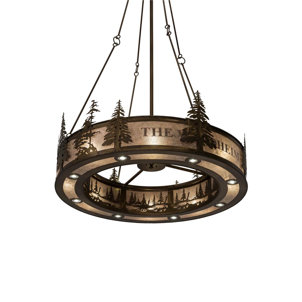 Meyda Lighting 179750 52"w Personalized Waldheim Inverted Pendant In Antique Copper/silver Mica
