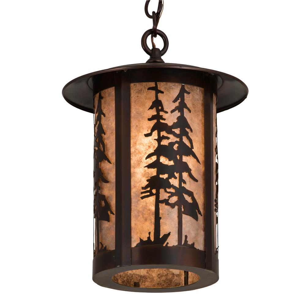 Meyda Lighting 179989 10"w Fulton Great Pines Pendant In Silver Mica Aged Copper