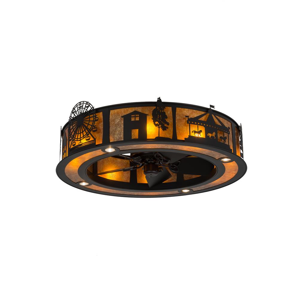 Meyda Lighting 180079 45"w County Fair Chandel-air In Textured Black/amber Mica