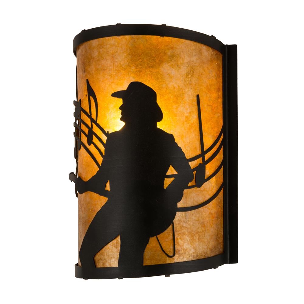Meyda Lighting 180324 8"w Amarillo Wall Sconce In Textured Black/amber Mica