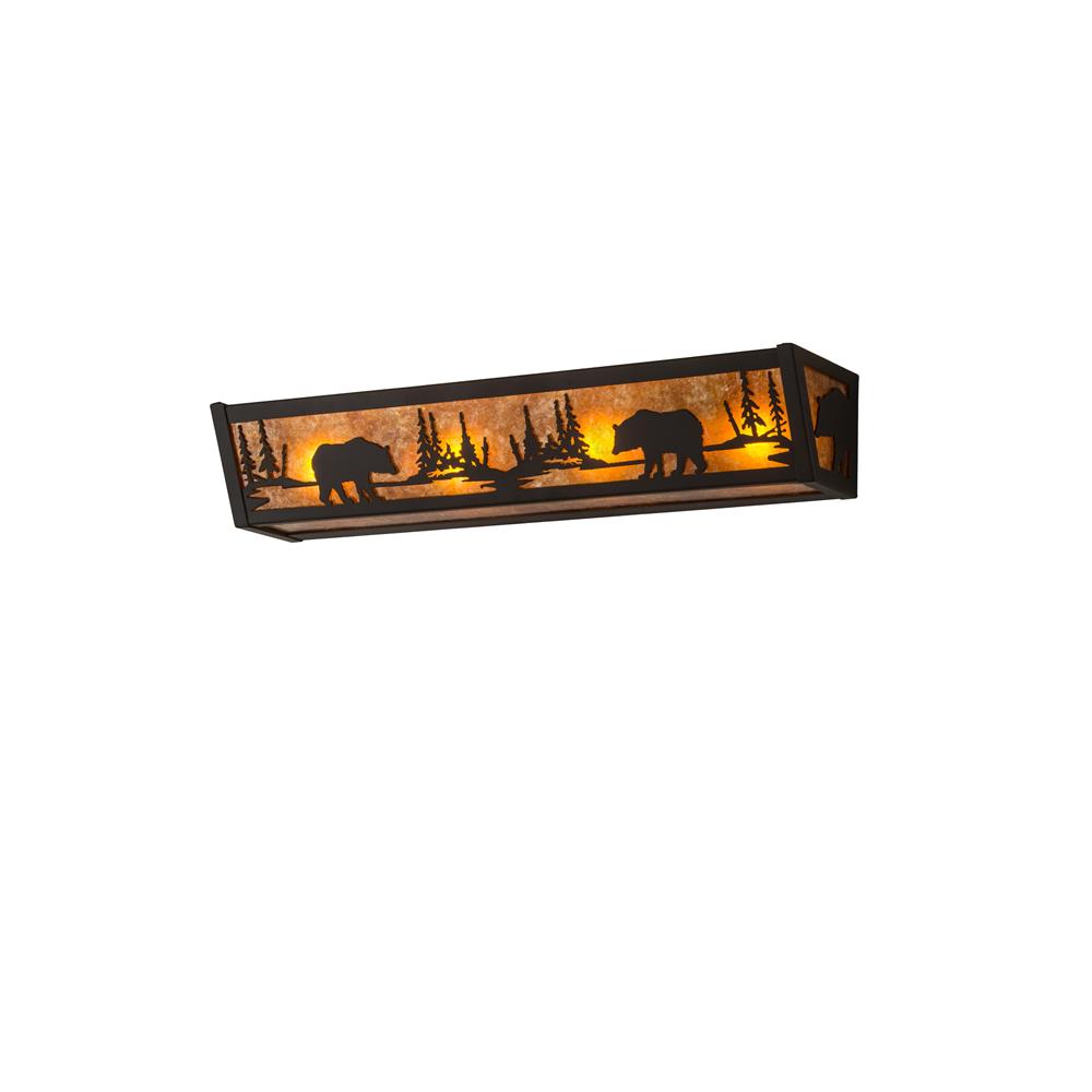 Meyda Lighting 180440 24"w Bear At Lake Vanity Light In Oil Rubbed Bronze/amber Mica