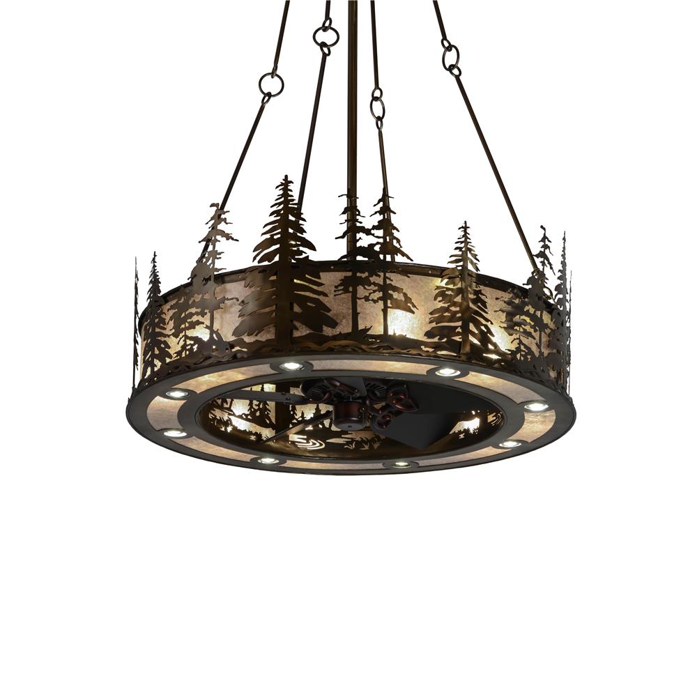 Meyda Lighting 180491 44"w Tall Pines Chandel-air In Antique Copper/silver Mica