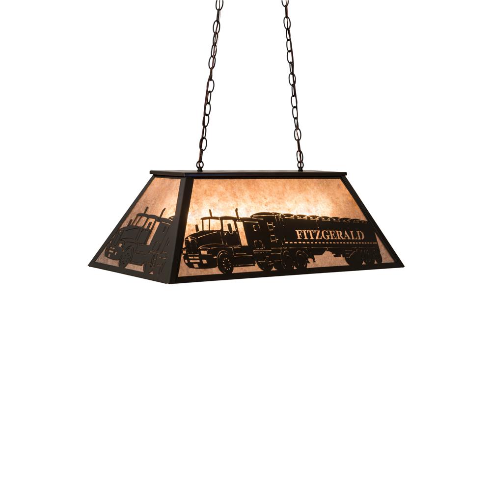 Meyda Lighting 180504 33"l Personalized Fitzgerald Oblong Pendant In Timeless Bronze/silver Mica