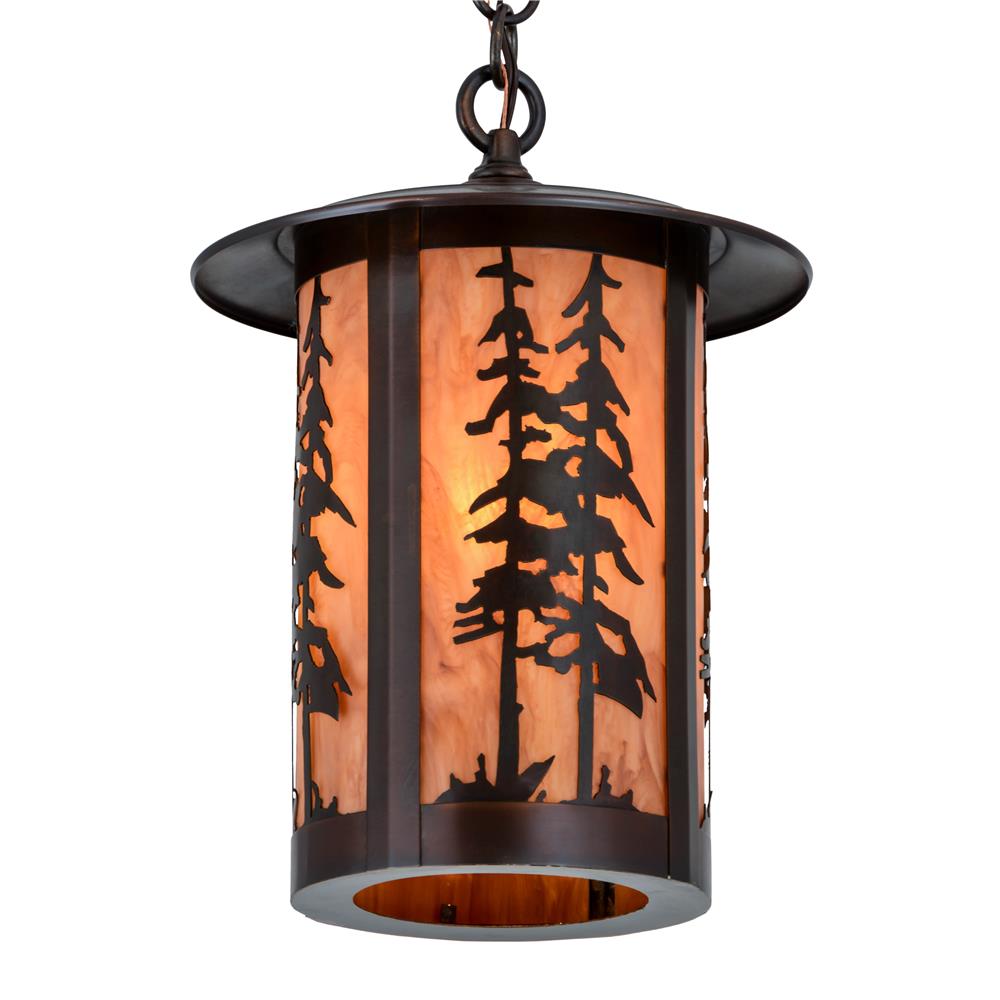 Meyda Lighting 180659 10"w Fulton Great Pines Pendant In New Mica Acrylic Aged Copper