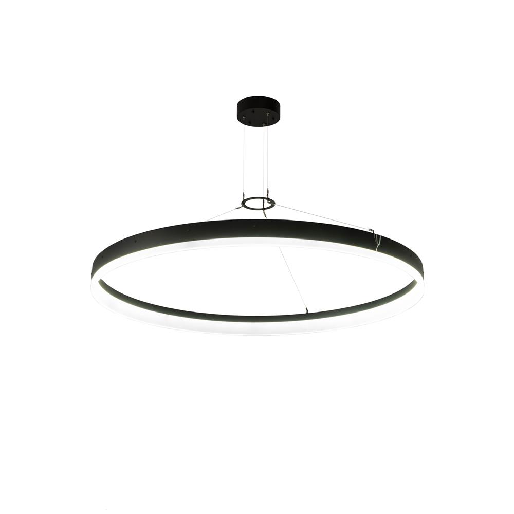 Meyda Lighting 181075 60"w Anillo Apollonia Pendant In Textured Black Clear Frosted Acrylic