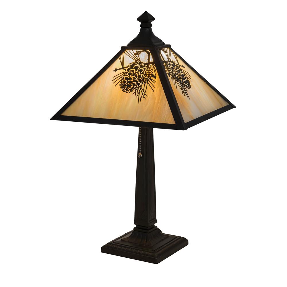 Meyda Lighting 181590 23.5"h Winter Pine Table Lamp In Bai Craftsman Brown