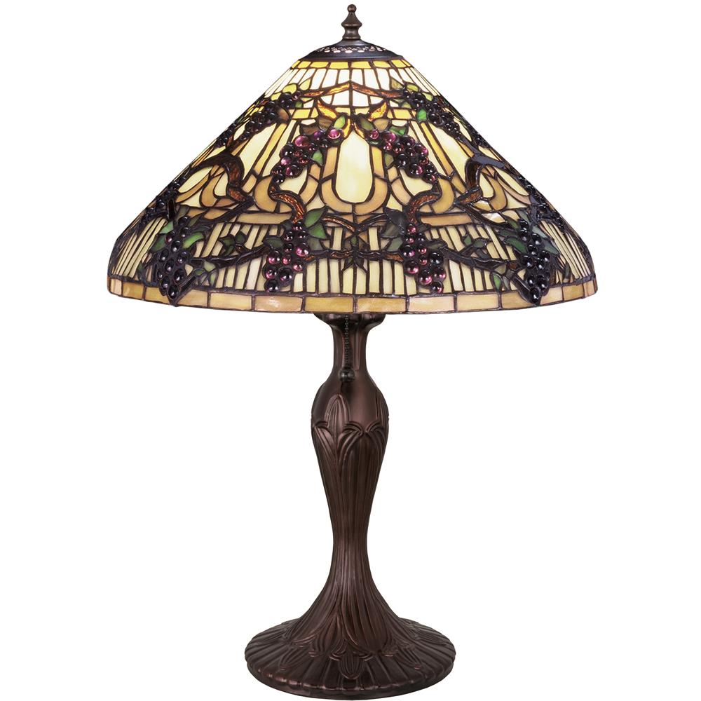 Meyda Lighting  181599 22"h Jeweled Grape Table Lamp In Beige Ha Purple