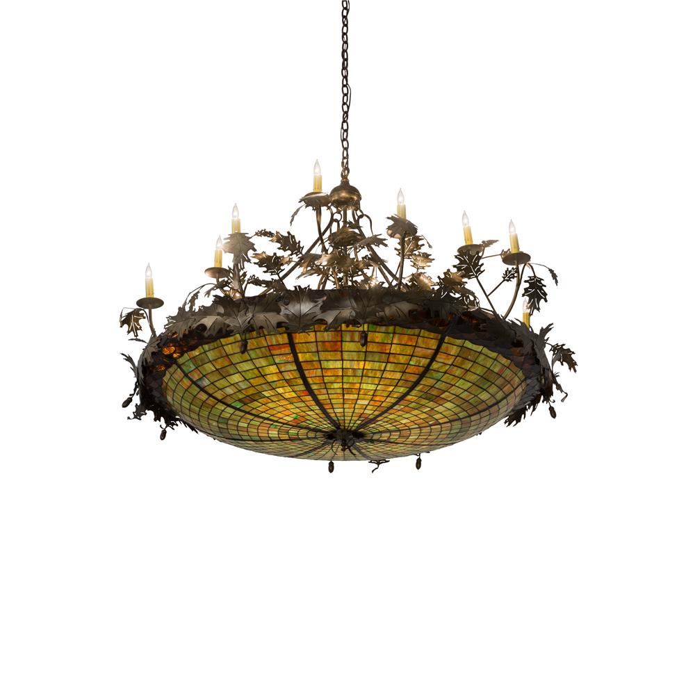 Meyda Lighting 181600 55"w Greenbriar Oak Inverted Pendant In Antique Copper