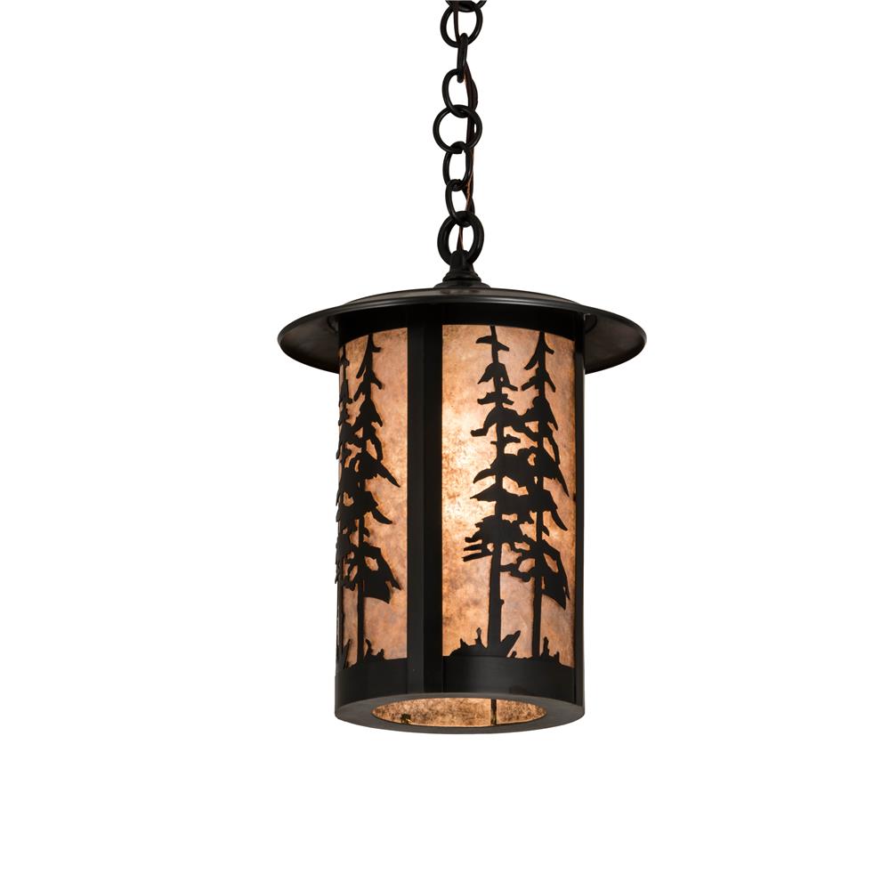 Meyda Lighting 181649 10"w Fulton Great Pines Pendant In Silver Mica Craftsman Brown
