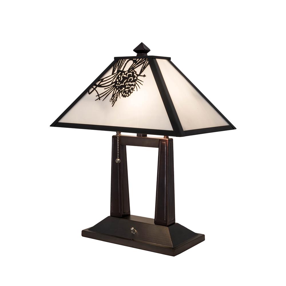 Meyda Lighting 182011 20"h Winter Pine Table Lamp In Ca Craftsman Brown
