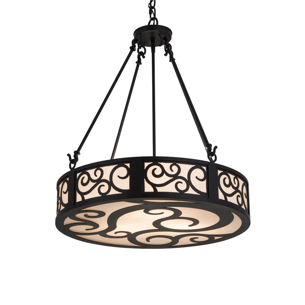 Meyda Lighting 182048 24"w Dean Inverted Pendant In Textured Black Alabaster Acrylic S/b Out