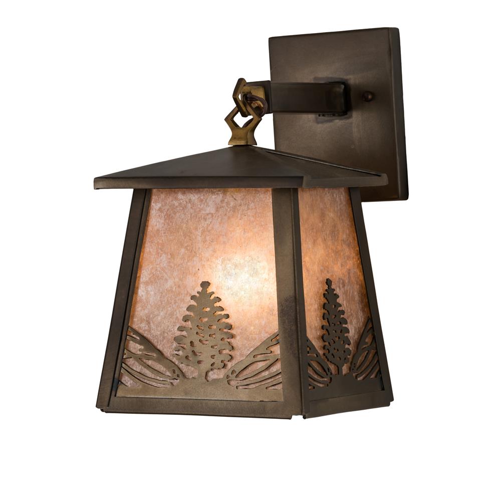 Meyda Lighting 182078 7"w Mountain Pine Hanging Wall Sconce In Antique Copper/silver Mica