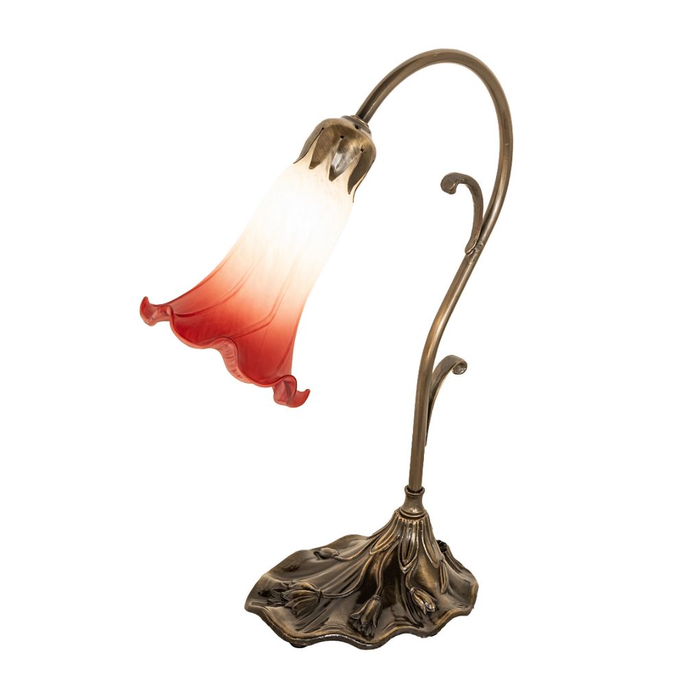 Meyda Lighting 182113 15" High Red/White Pond Lily Mini Lamp