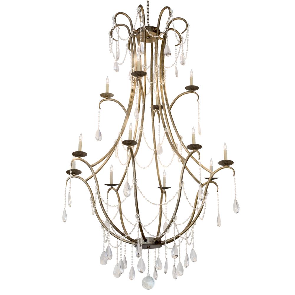 Meyda Lighting 182547 54"w Kaitlynn 12 Lt Two Tier Chandelier In Corinth (023) 127698 All Crystals Must Have Chrome Pinning