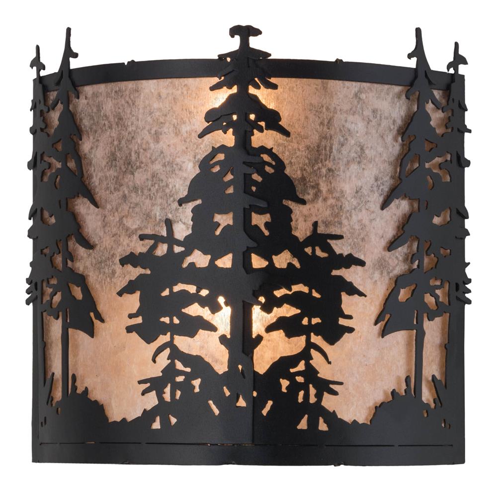 Meyda Lighting 182748 12"w Tall Pines Wall Sconce In Textured Black/silver Mica