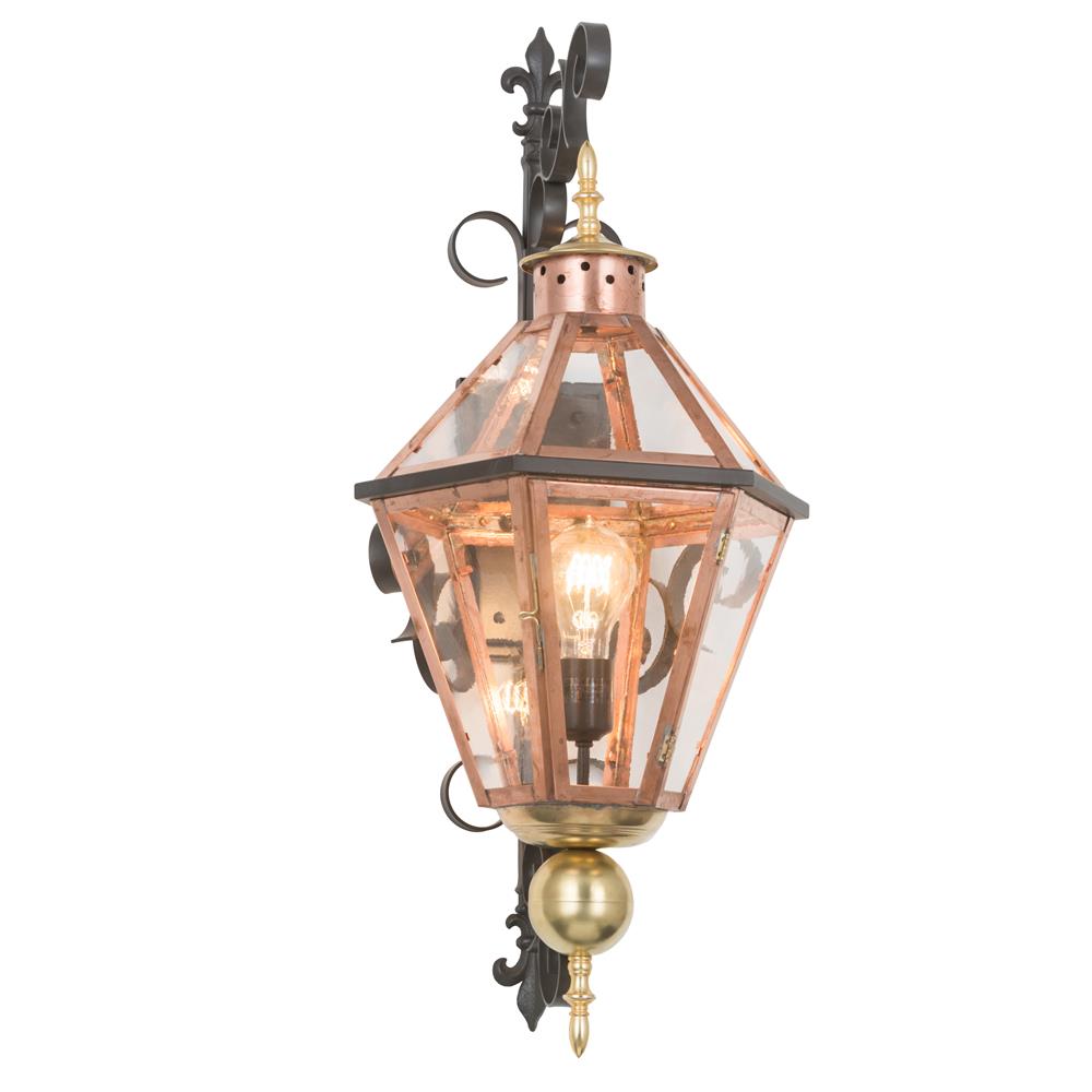 Meyda Lighting 183064 14"w Millesime Lantern Wall Sconce In Timeless, Raw Brs, Raw Cpr Clear Antique Window