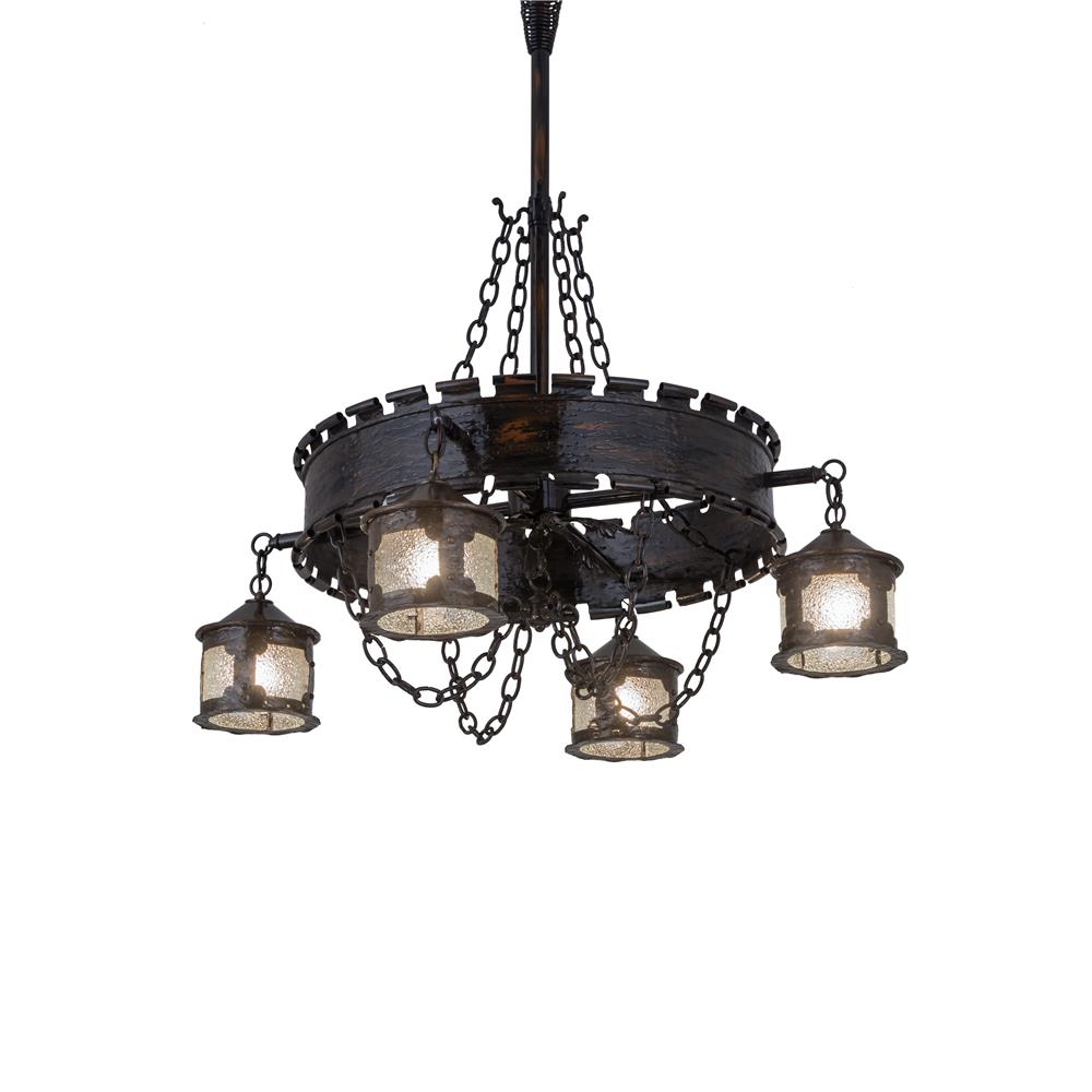 Meyda Lighting  183579 40"w Gothic 4 Lantern Chandelier In 3hrrwi & 3gotgold Clear Granite