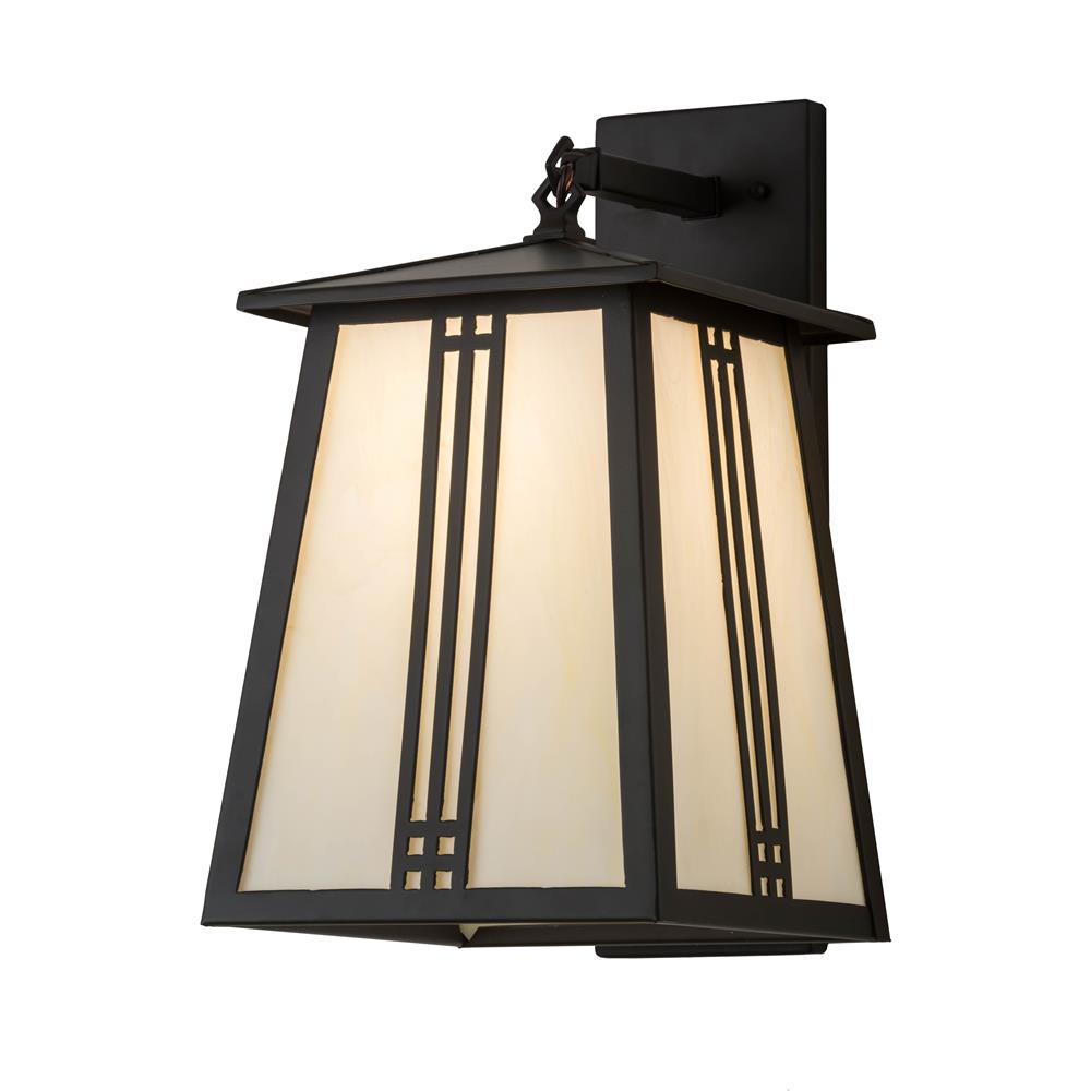 Meyda Lighting 184830 10"w Prairie Loft Hanging Wall Sconce In Exterior Oil Rubbed Bronze Bleached Honey Onyx Acrylic
