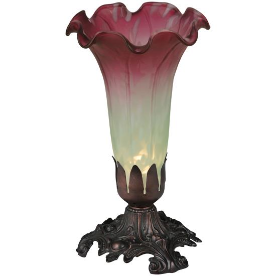 Meyda Lighting 185087 8"h Seafoam/cranberry Pond Lily Accent Lamp In Seafoam/cranberry