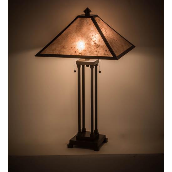Meyda Lighting 186216 28"h Van Erp Table Lamp In Timeless Bronze/silver Mica