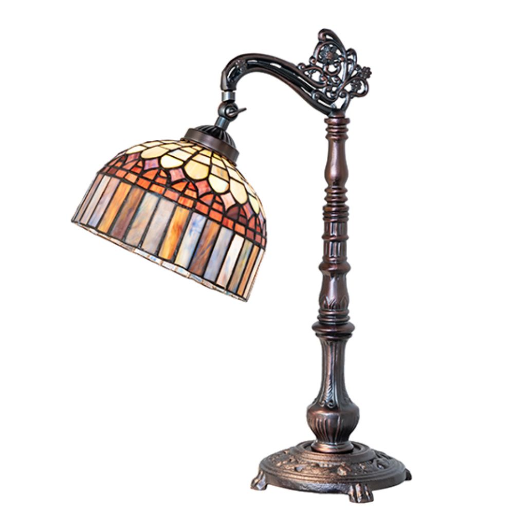 Meyda Lighting 18694 20" High Tiffany Candice Bridge Arm Table Lamp in Mahogany Bronze
