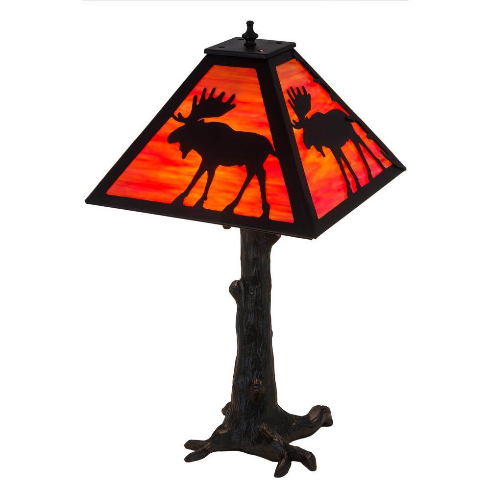 Meyda Lighting 187276 24"h Lone Moose Table Lamp In Textured Black/oa