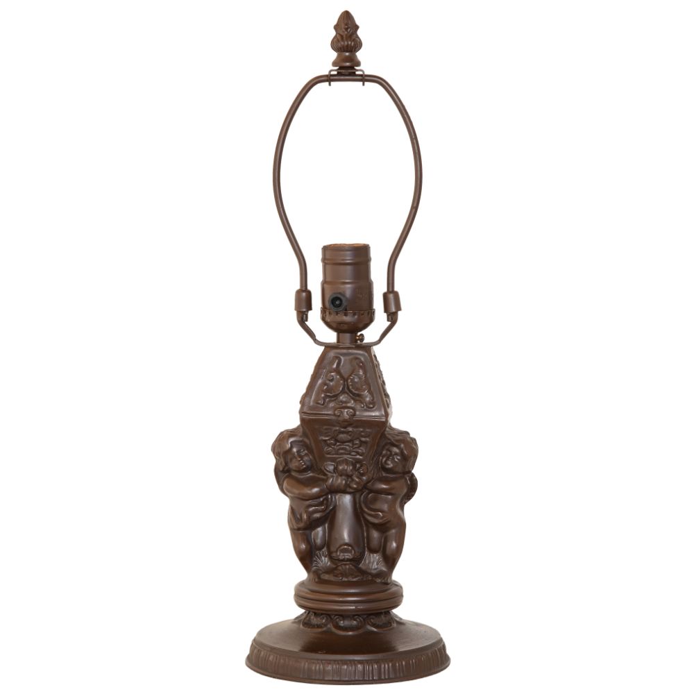 Meyda Lighting 18779 8.5" High Cherubs With Lantern Base in Mahogany Bronze