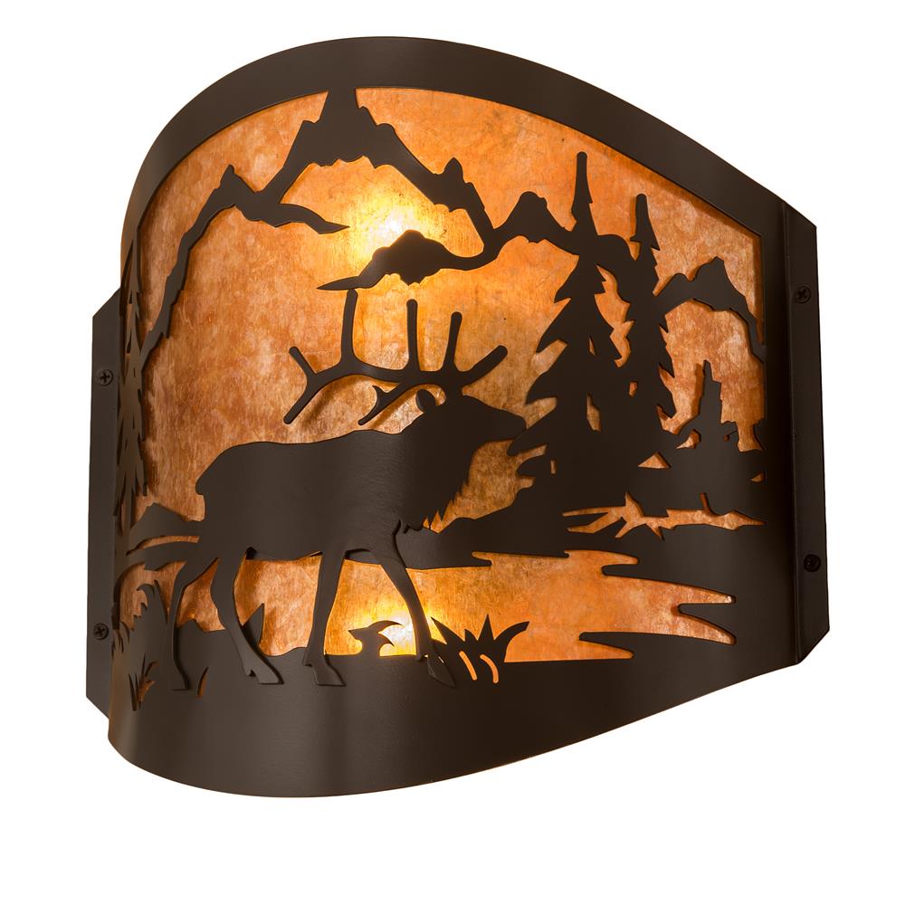 Meyda Lighting 188369 11" Wide Elk At Lake Wall Sconce