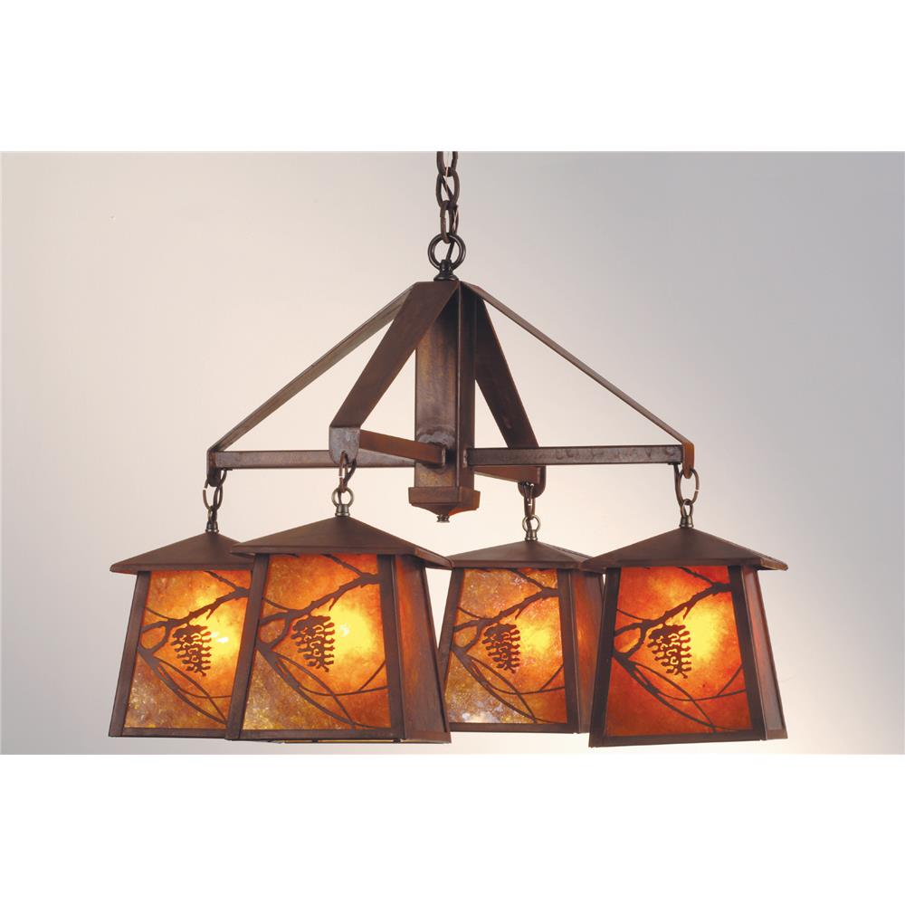 Meyda Tiffany Lighting 19055 4 Light Forge Pinecone Chandelier, Rust