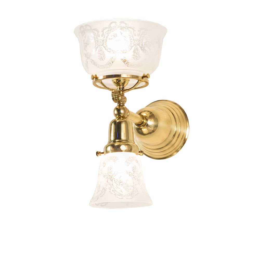 Meyda Lighting 190753 7.5" Wide Revival Gas & Electric 2 Light Wall Sconce in Polished Brass