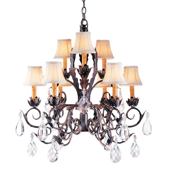 Meyda Lighting 191859 26"w New Country French 9 Lt Chandelier in French Bronzed Finish ; Crystal